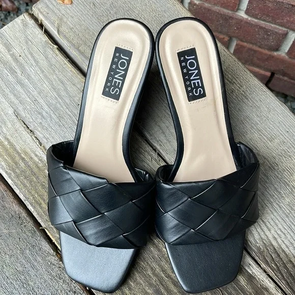 JONES NEW YORK | Iris | Woven |Slip On |Wedge |Black |Square Toe |Mule |Size 7.5 - Picture 6 of 14